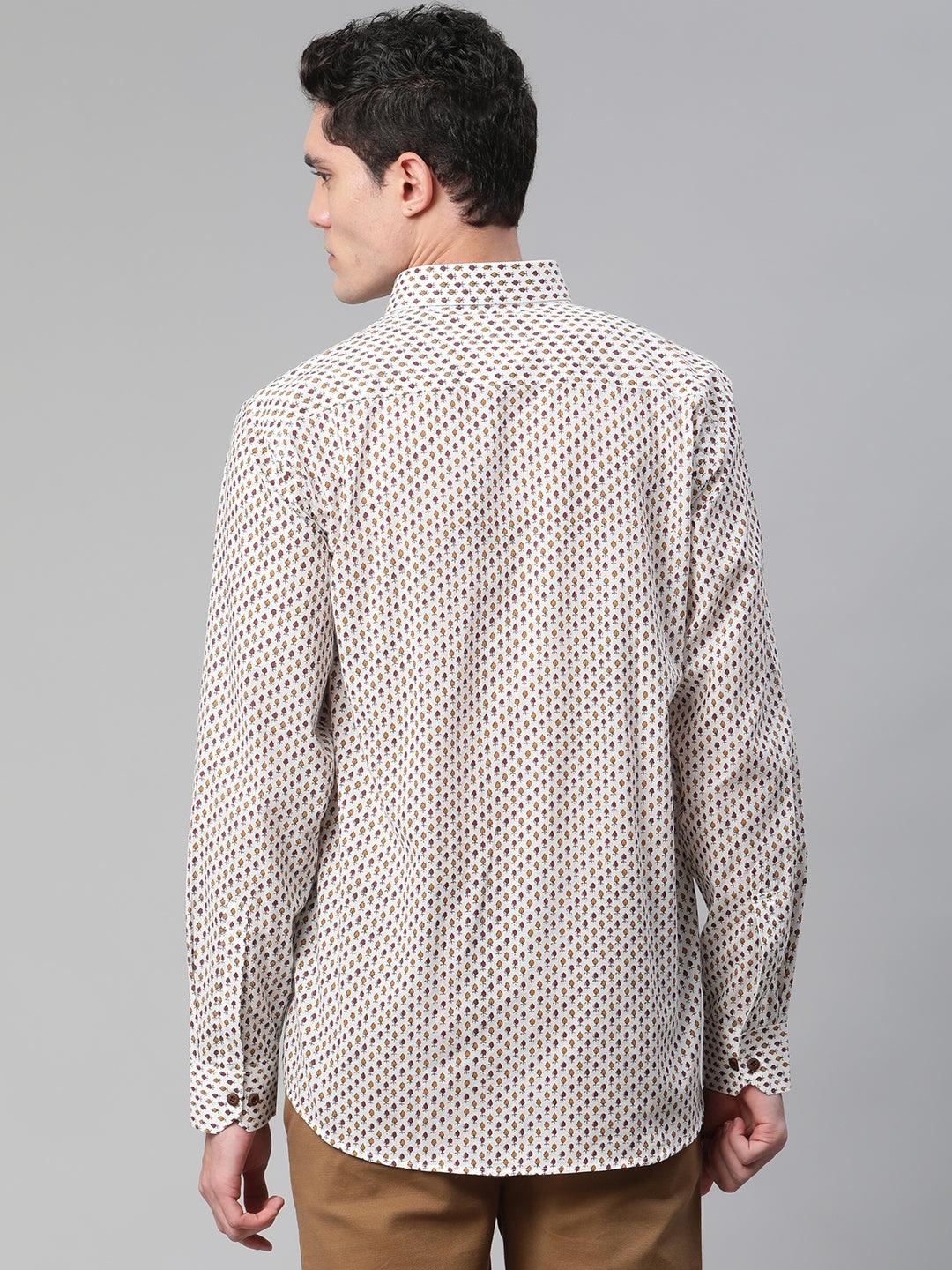 Millennial Men White & Yellow Cotton Full Sleeve Shirt for Men-MMF0283 - Jamal Jamalooworld.com