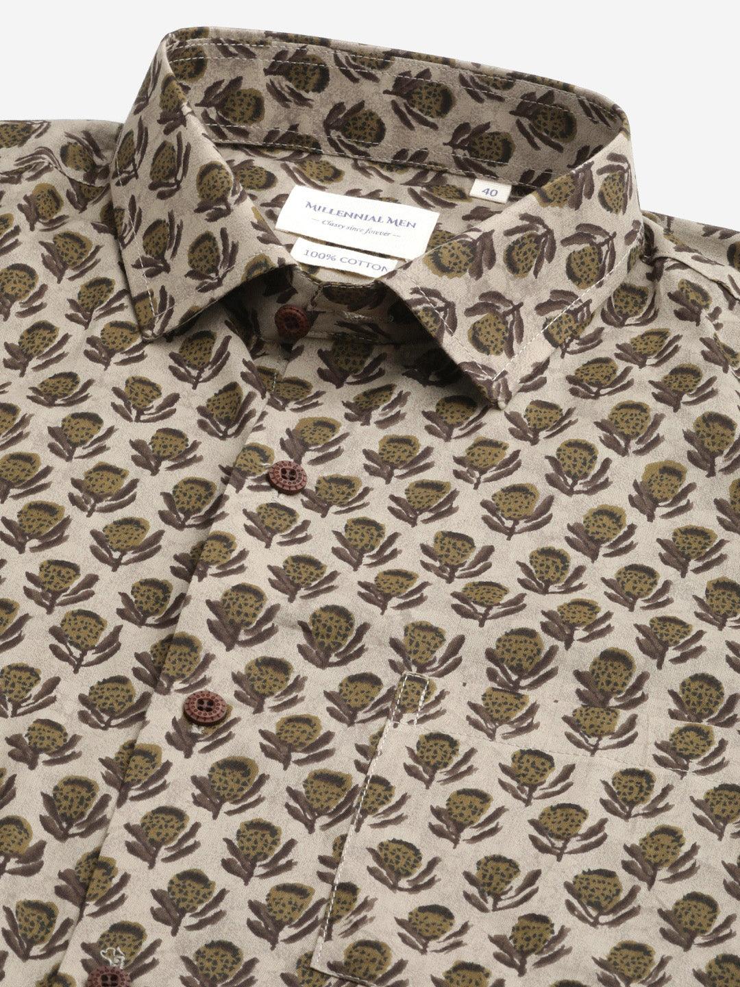 Millennial Men Grey & Green Cotton Full Sleeve Shirt for Men-MMF0285 - Jamal Jamalooworld.com
