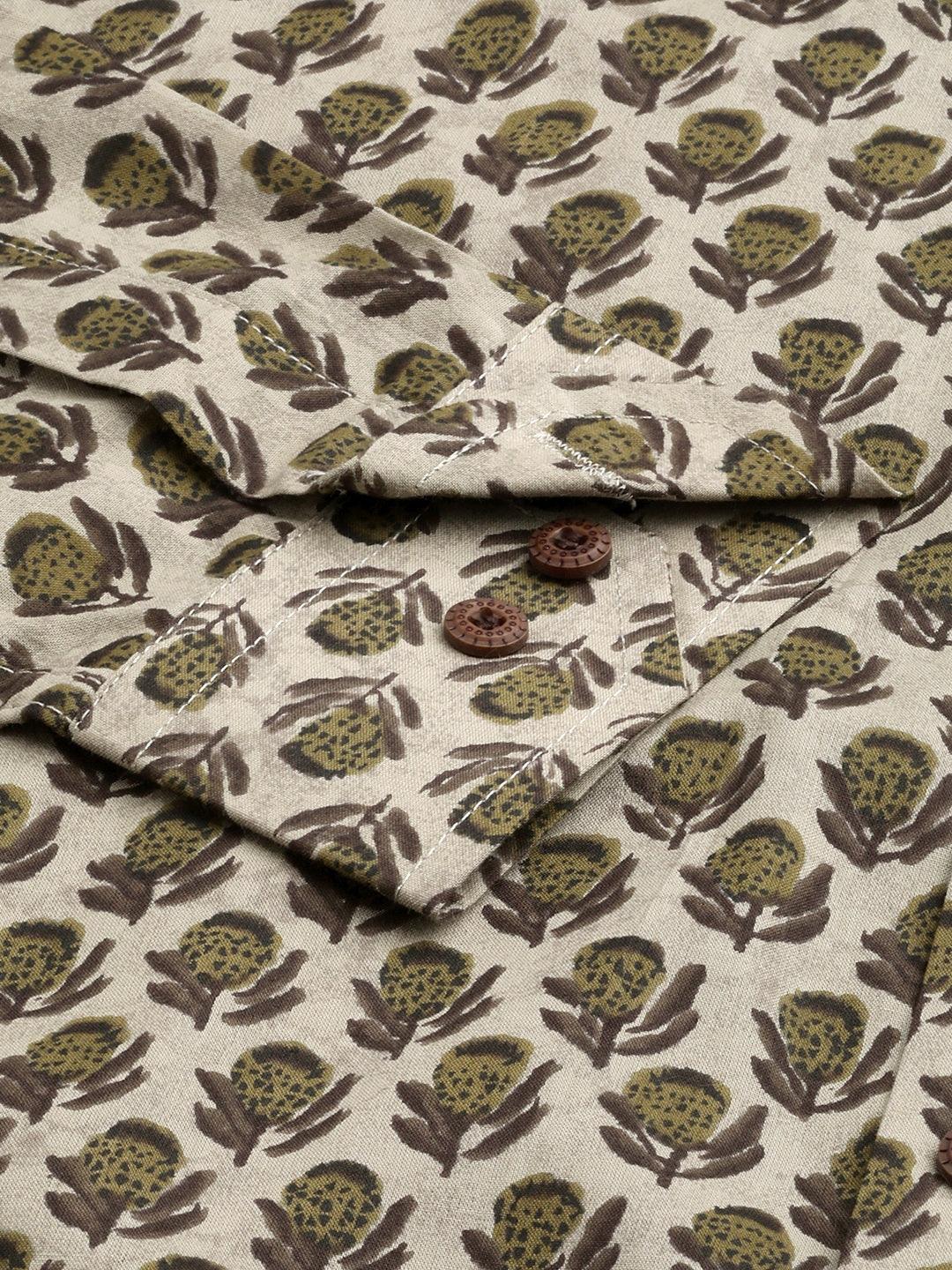 Millennial Men Grey & Green Cotton Full Sleeve Shirt for Men-MMF0285 - Jamal Jamalooworld.com