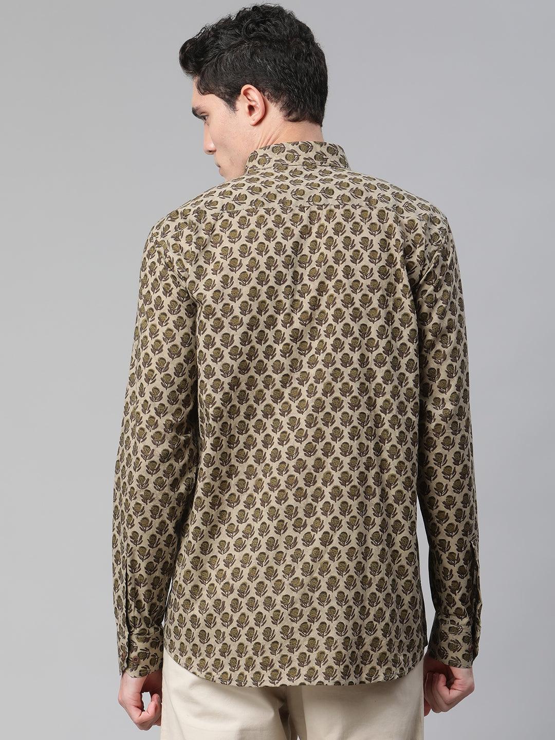 Millennial Men Grey & Green Cotton Full Sleeve Shirt for Men-MMF0285 - Jamal Jamalooworld.com