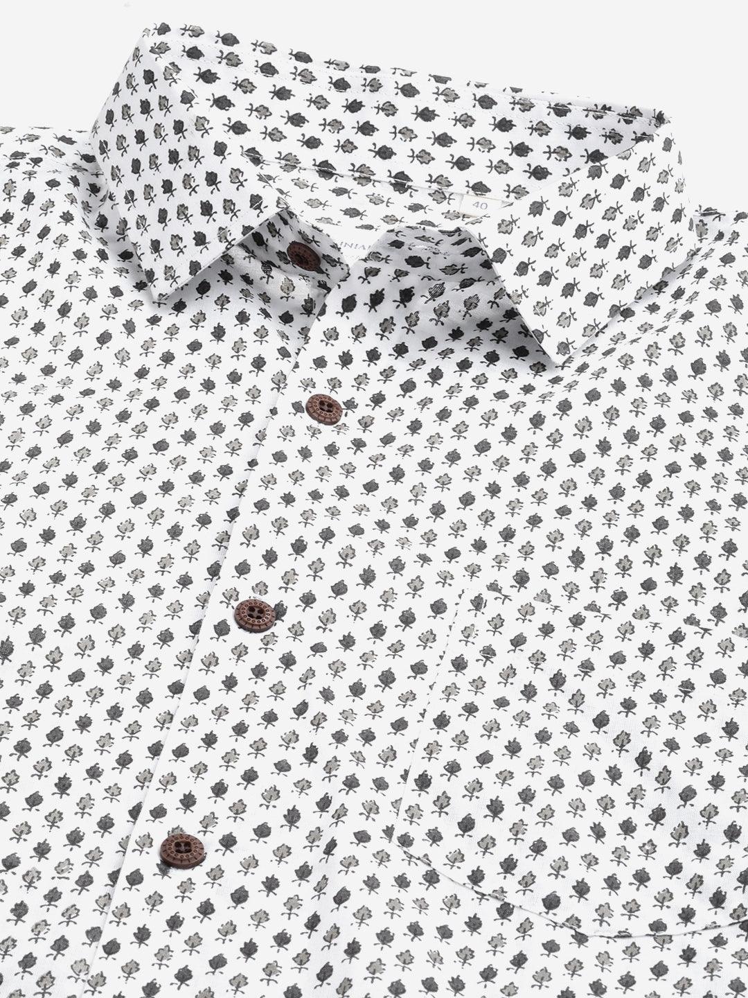 Millennial Men White & Black Cotton Full Sleeve Shirt for Men-MMF0288 - Jamal Jamalooworld.com
