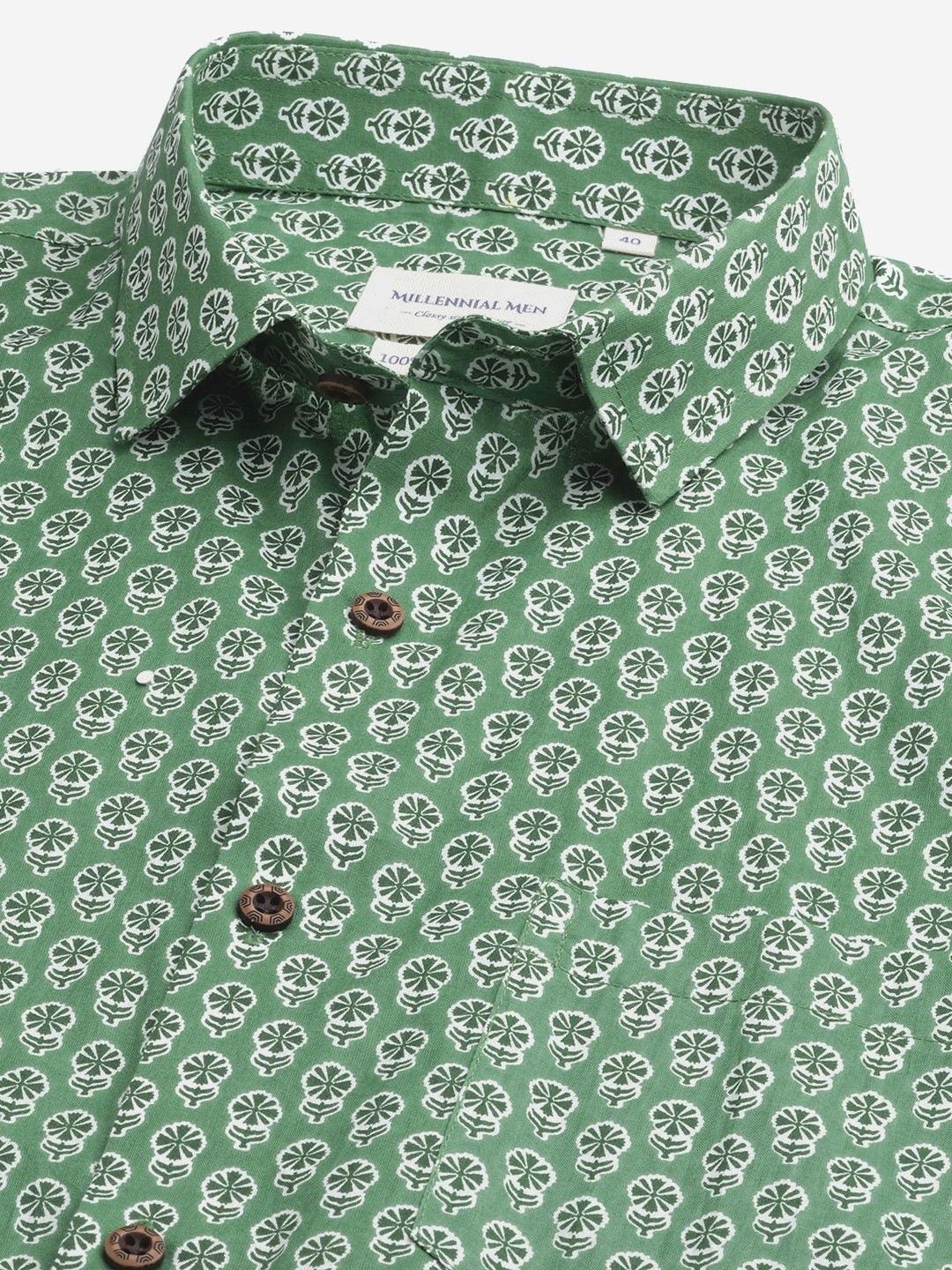 Millennial Men Green & White Cotton Full Sleeve Shirt for Men-MMF0290 - Jamal Jamalooworld.com