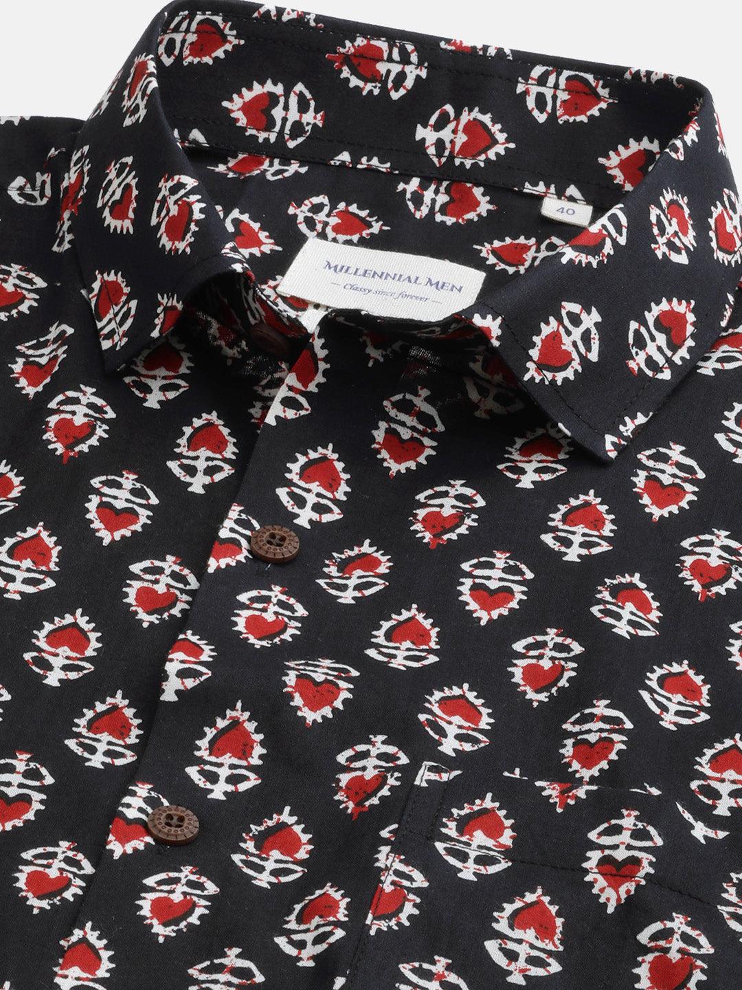 Millennial Men Black & Red Cotton Half Sleeve Shirt for Men-MMH0167 - Jamal Jamalooworld.com