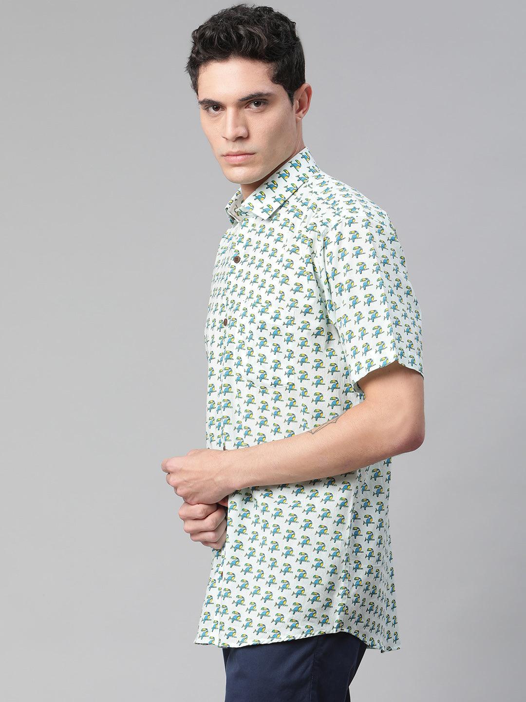Millennial Men Sky Blue & Teal Cotton Half Sleeve Shirt for Men-MMH0178 - Jamal Jamalooworld.com