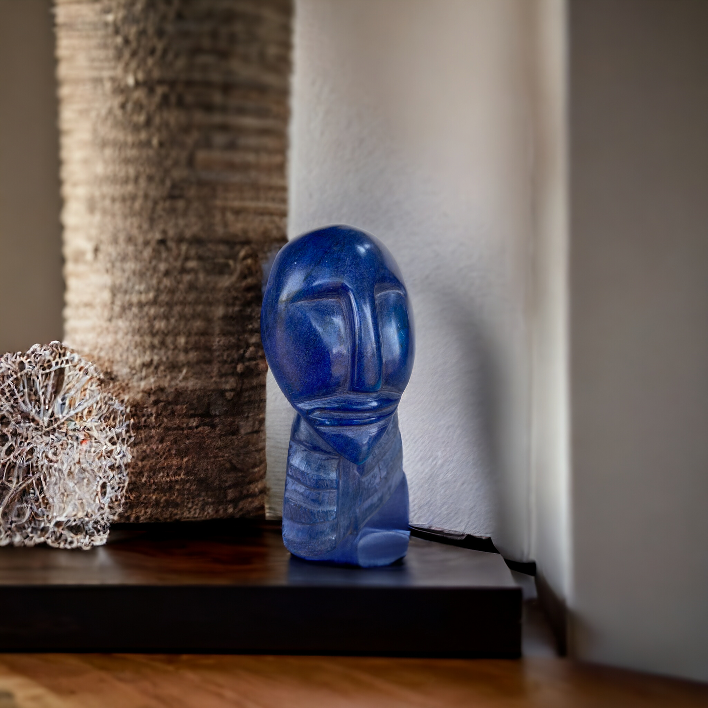 Modern Blue Stone Face Art Decor