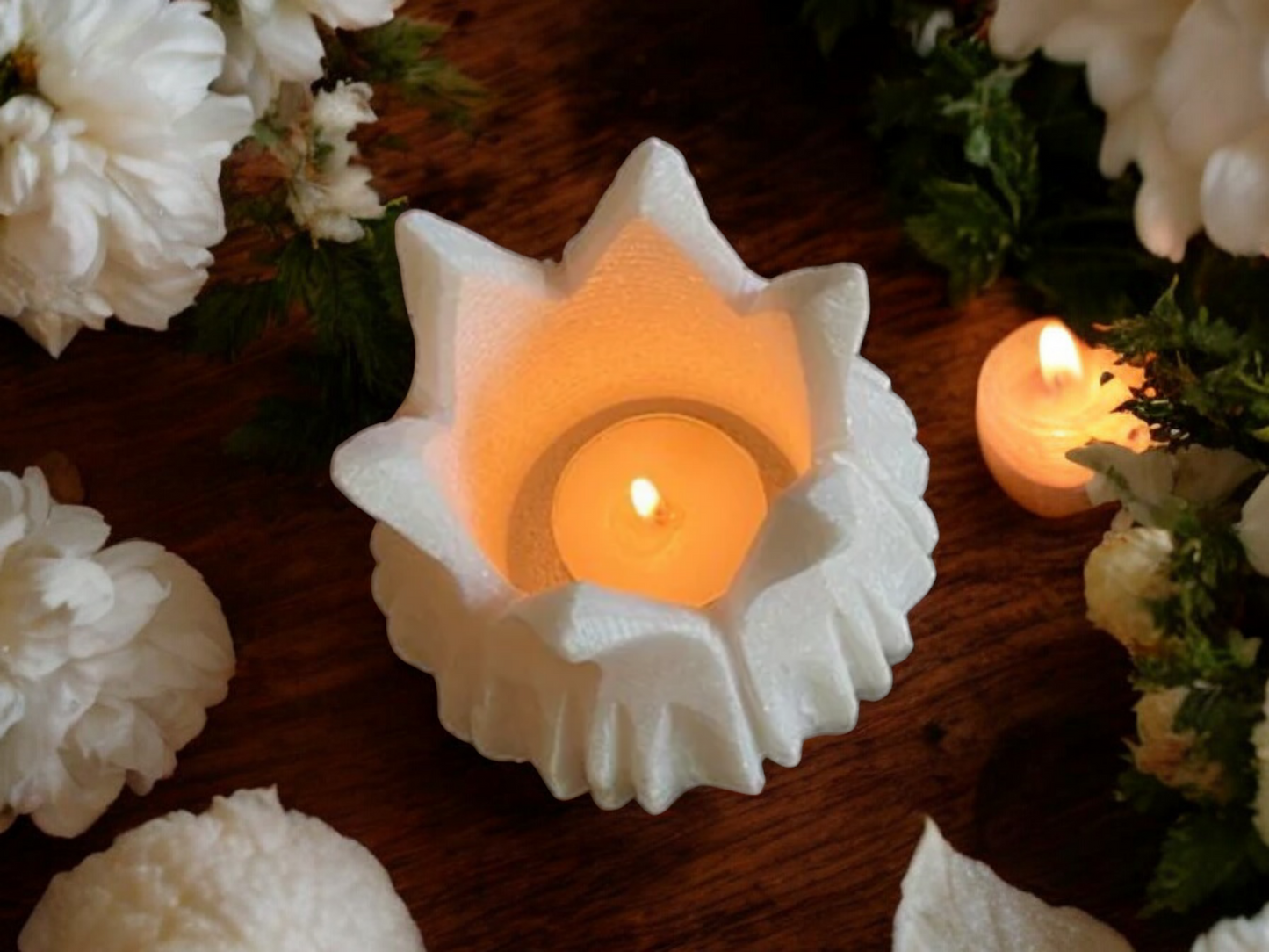 White Marble Lotus Candle Holder
