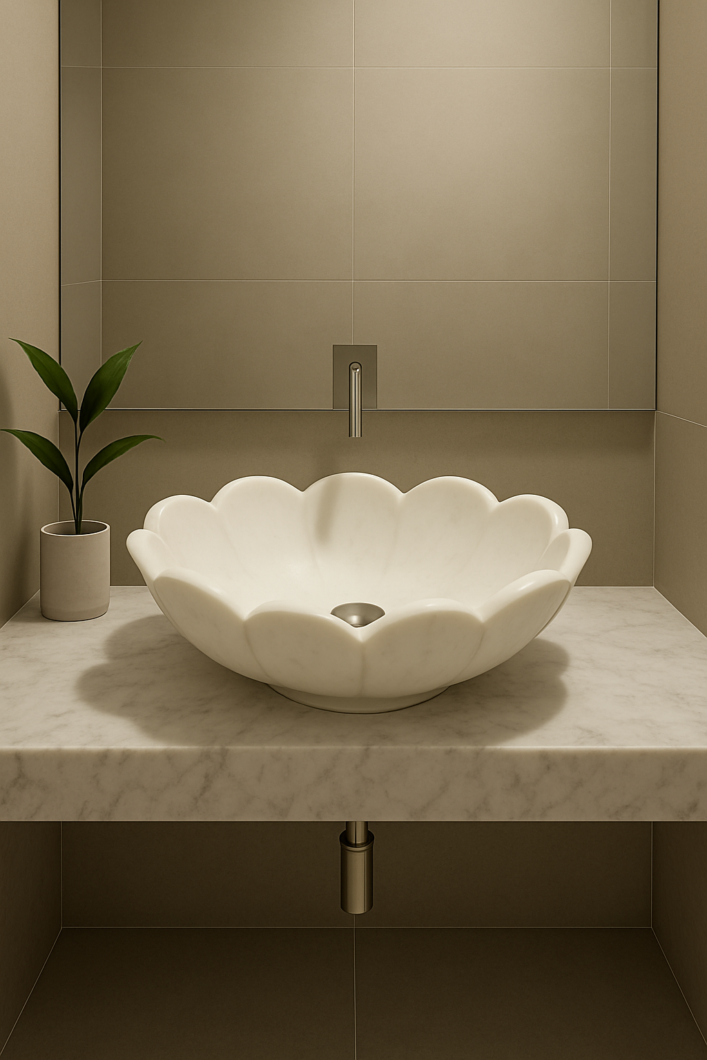 Blossom Carved Marble Wash Basin