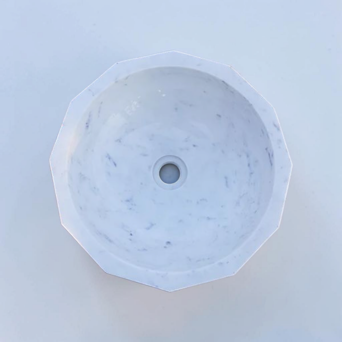 JJM-Luxury White Marble Faceted Wash Basin | Handcrafted Bathroom Sink | Premium Stone Vanity Bowl