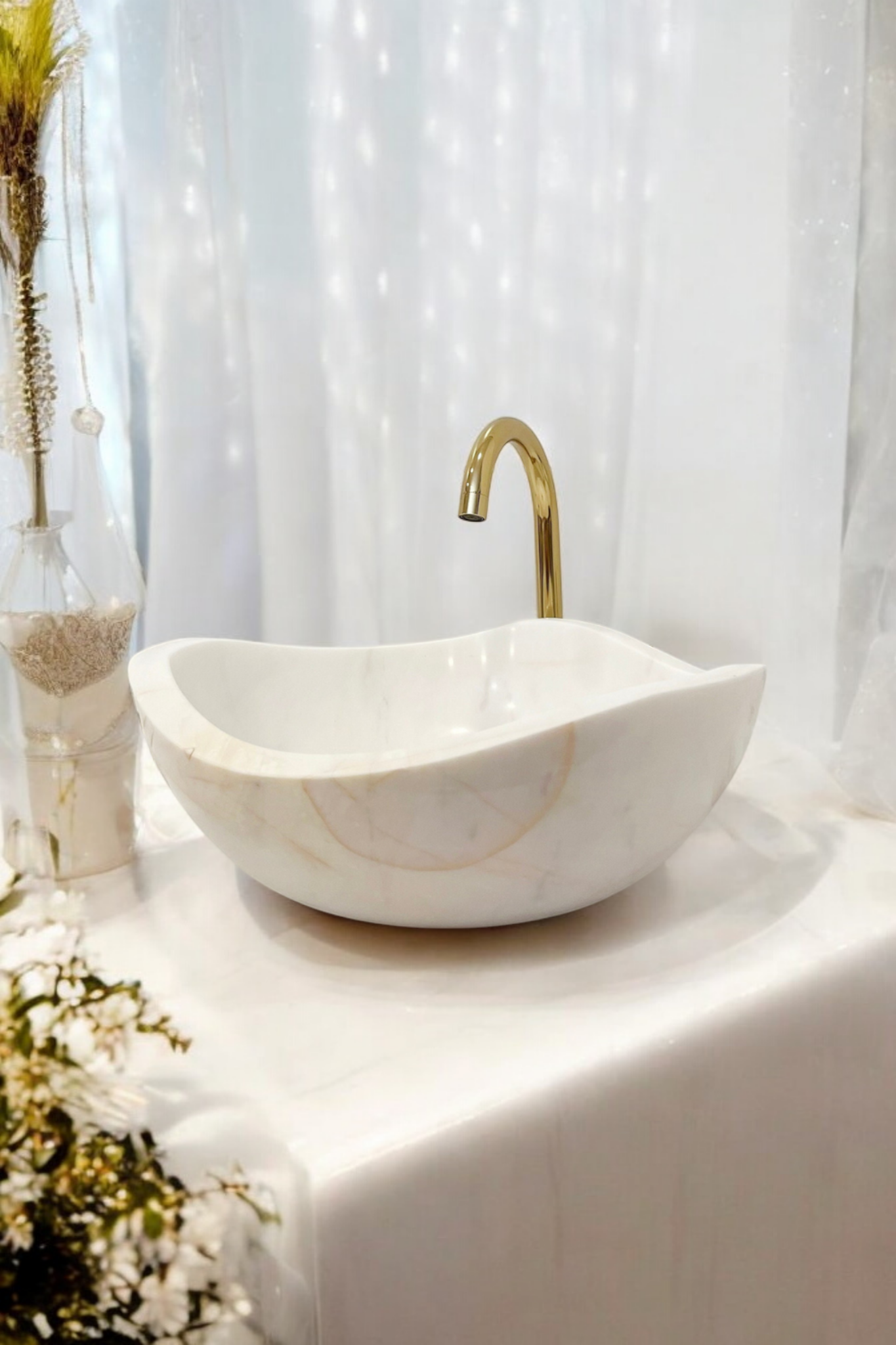 Ivory Curve Marble Basin – Natural Stone Luxury