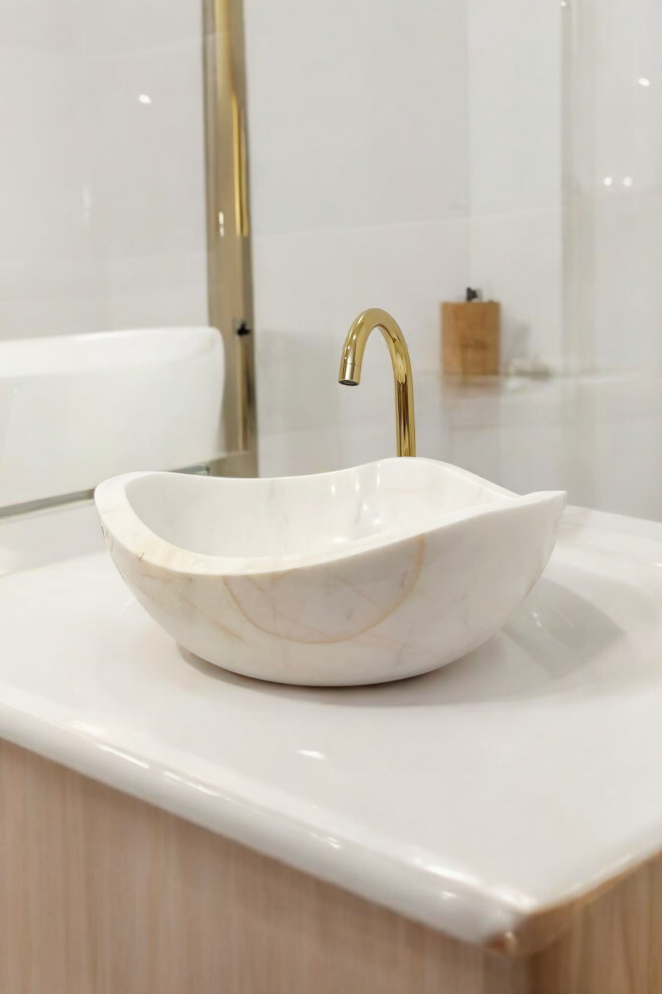 Ivory Curve Marble Basin – Natural Stone Luxury