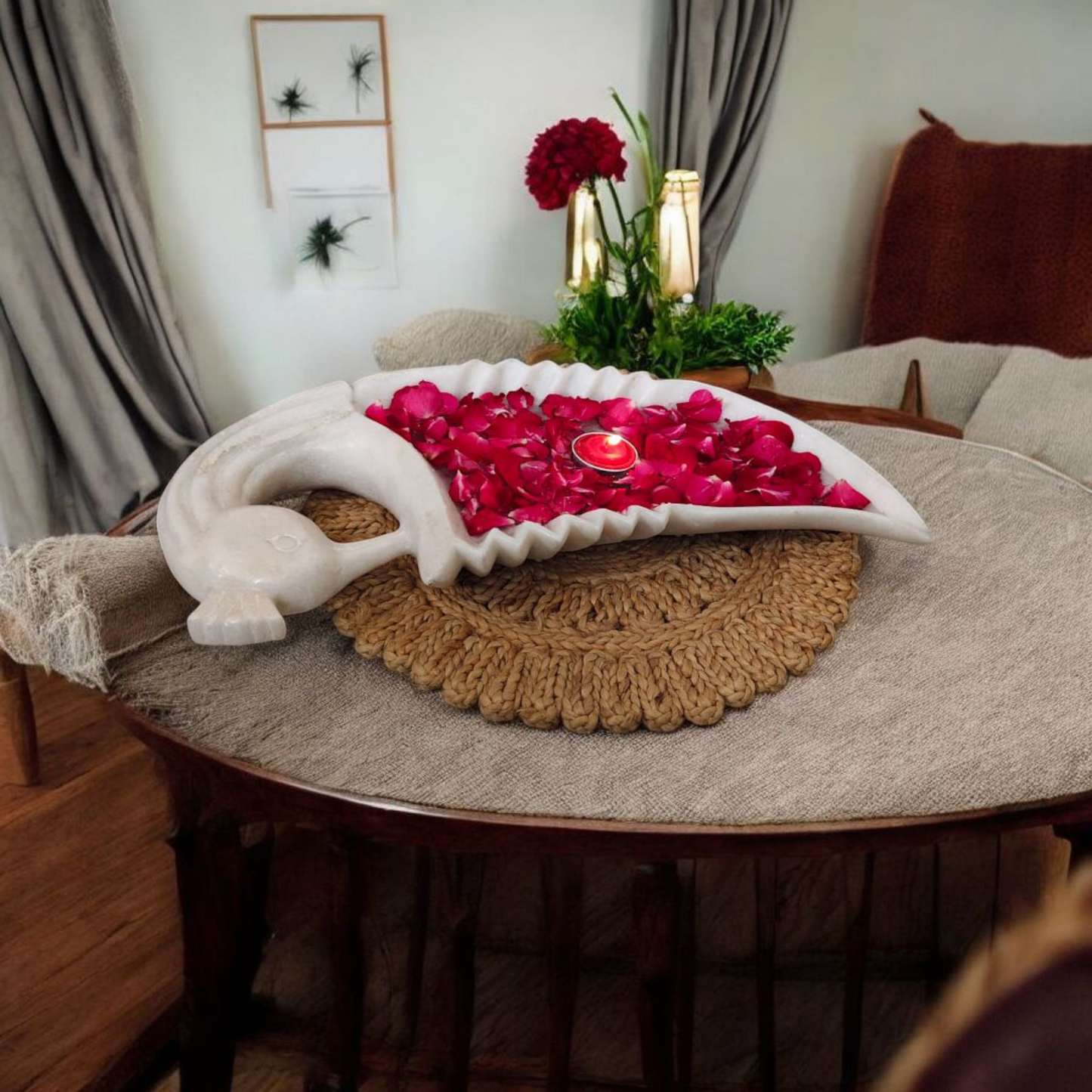 Peacock Shape Marble Tray