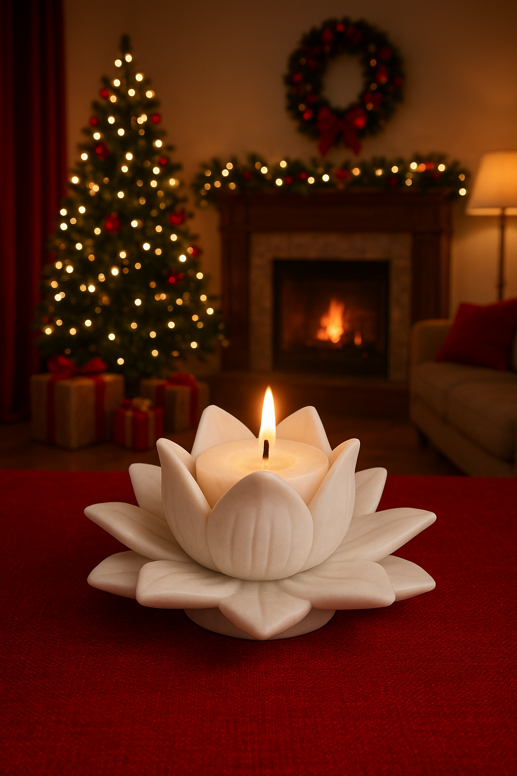 Sacred Lotus Marble Decor Piece