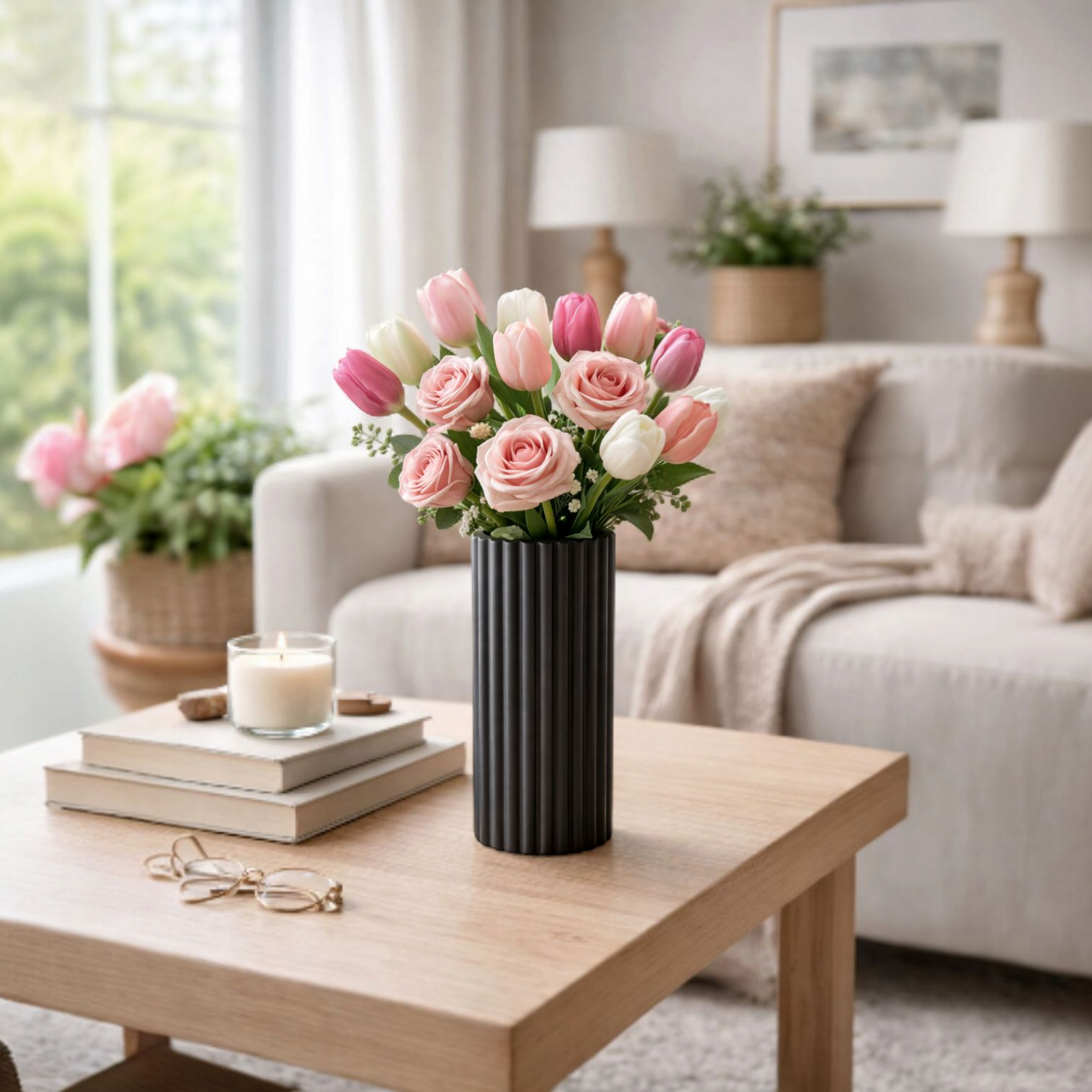 Modern Black Column Marble Pen Stand