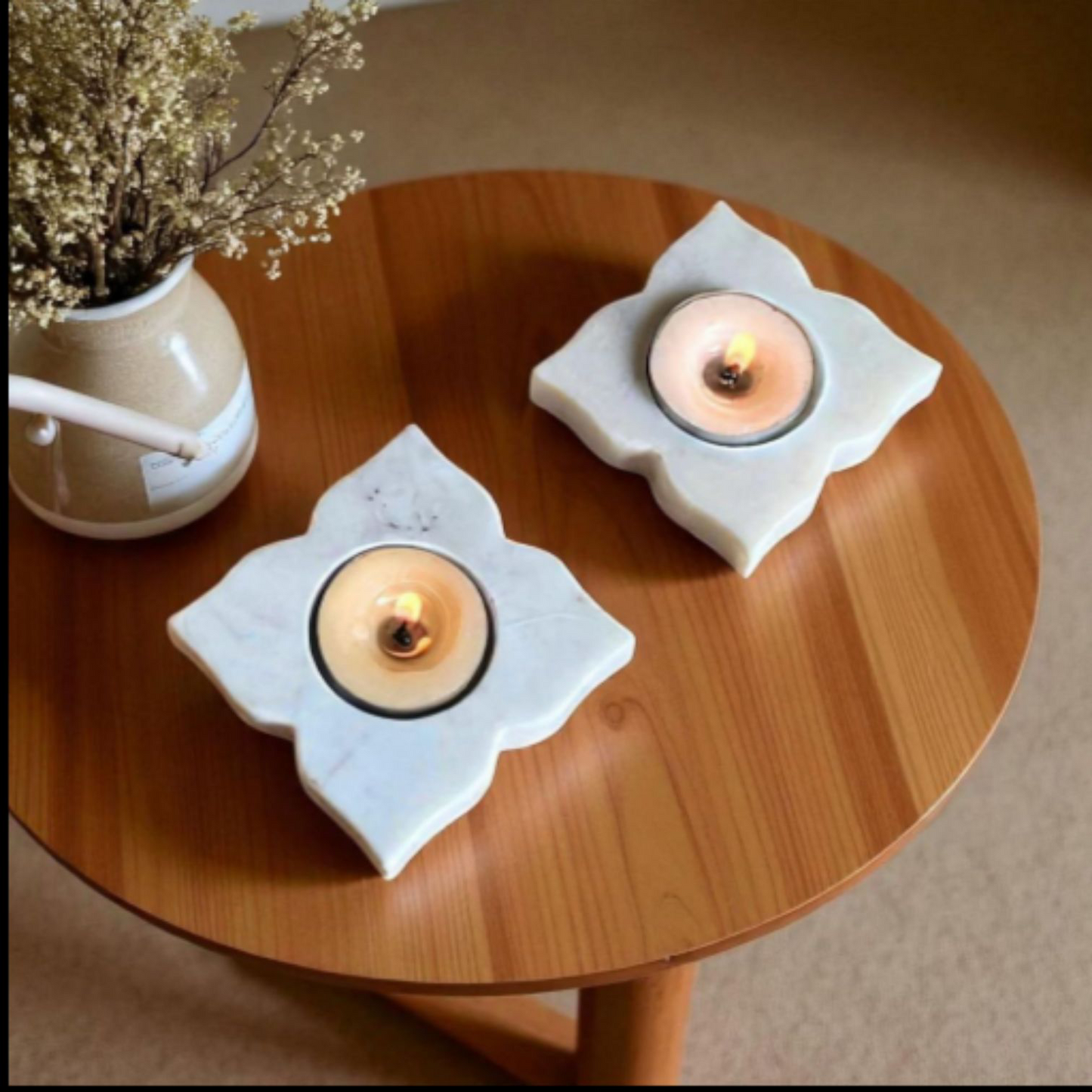 Tranquil Glow Marble Candle Holder