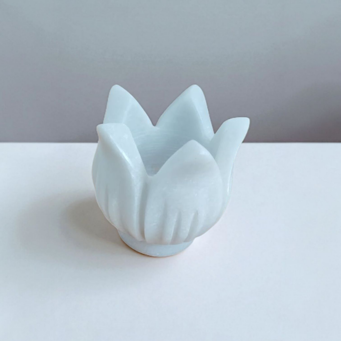 White Lotus Marble Tealight Holder