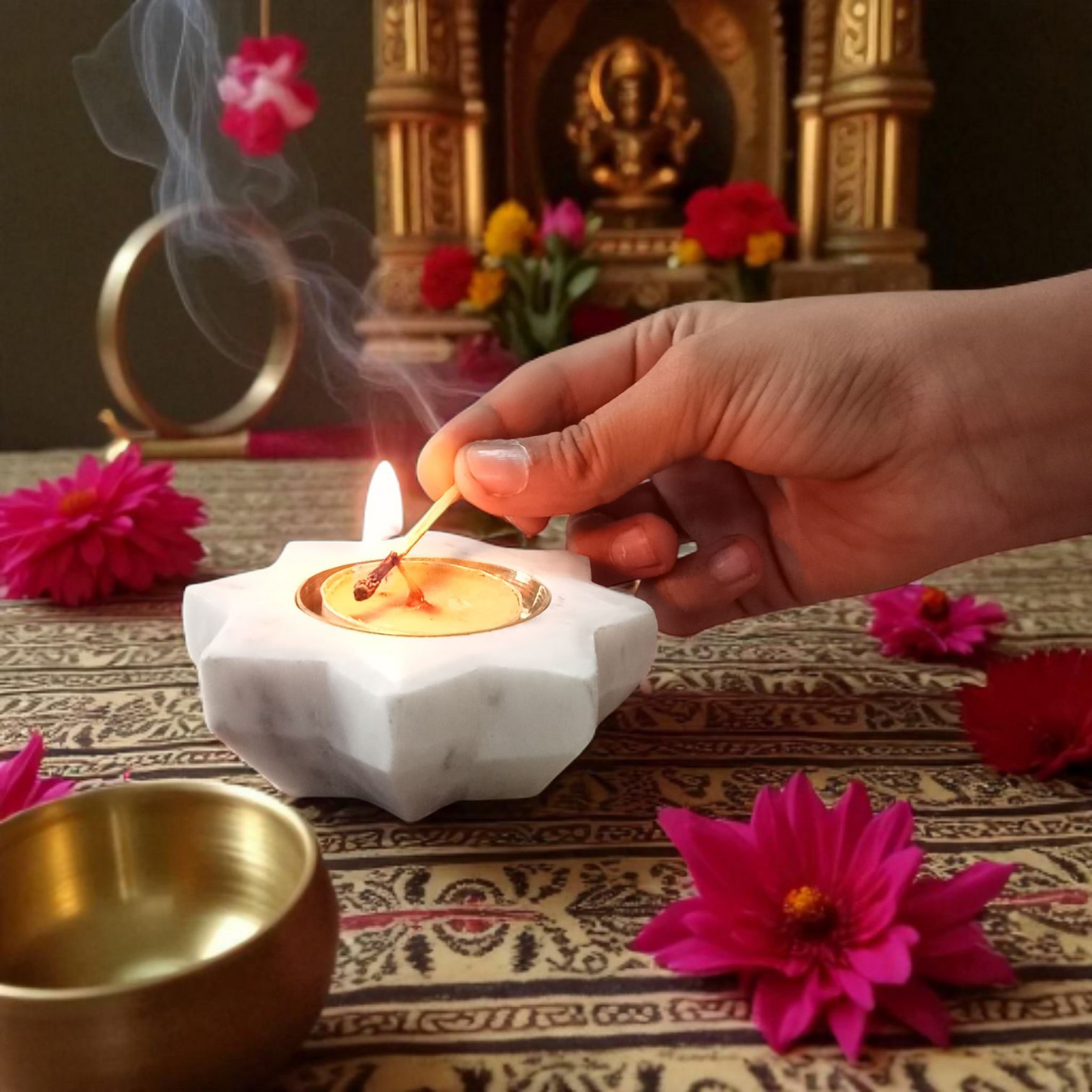 Star Shape Marble Diya