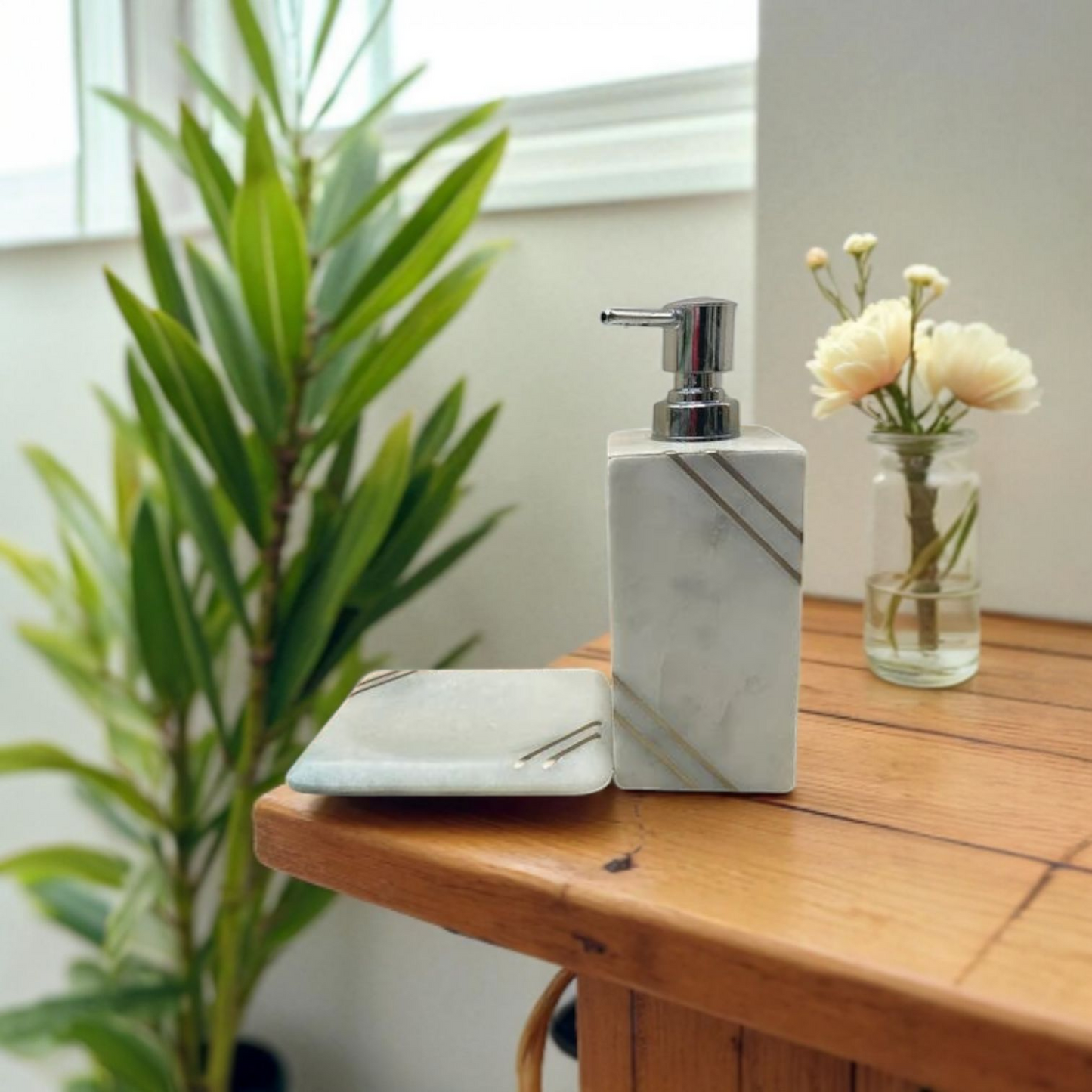 Elegant Marble Bathroom Accessory Set
