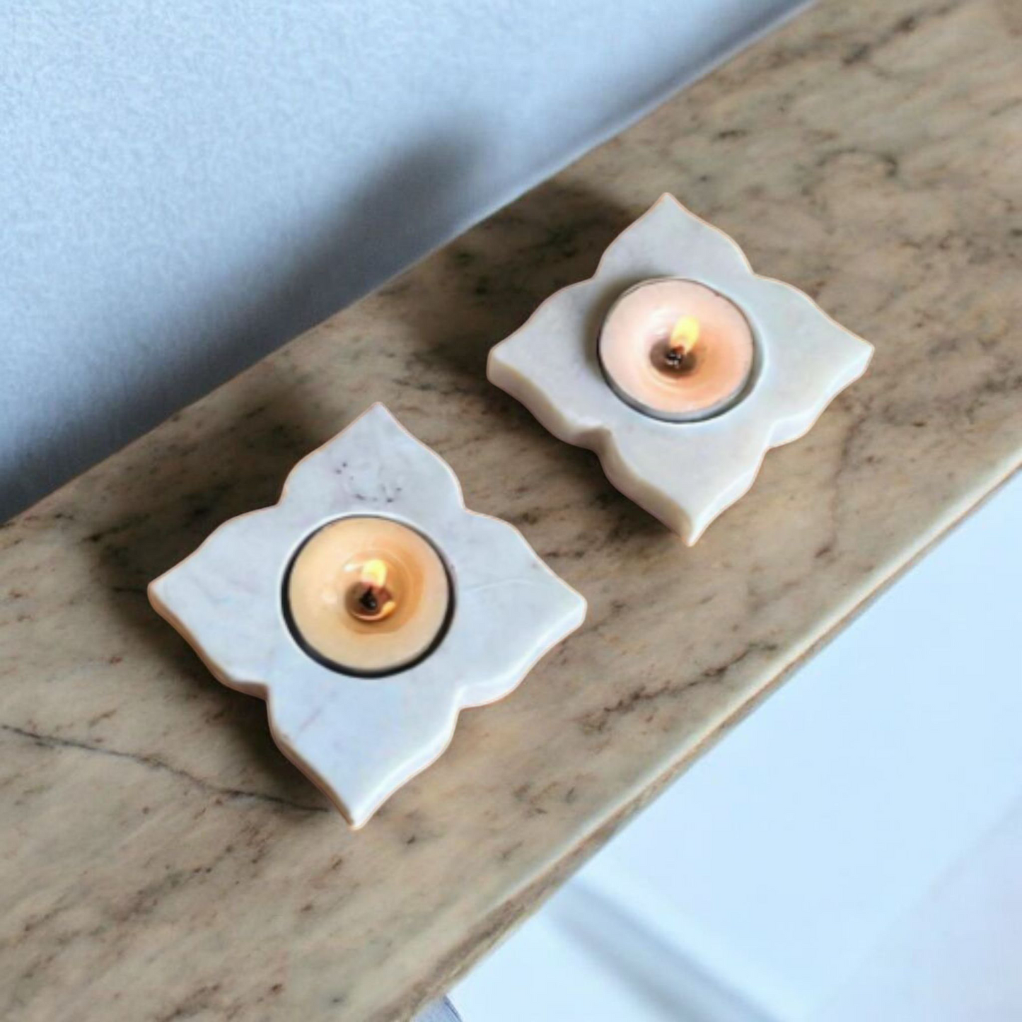 Tranquil Glow Marble Candle Holder