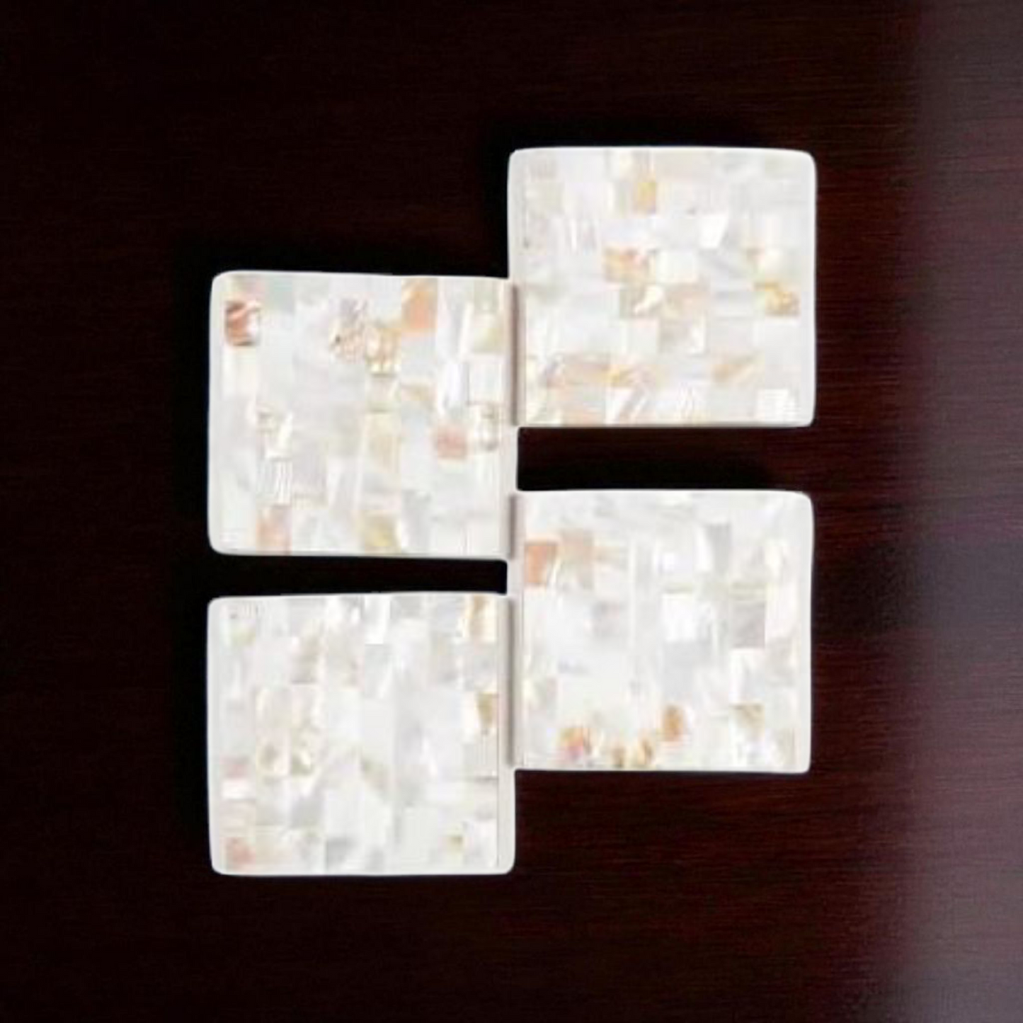 Mother of Pearl Squar Wooden Coaster Set