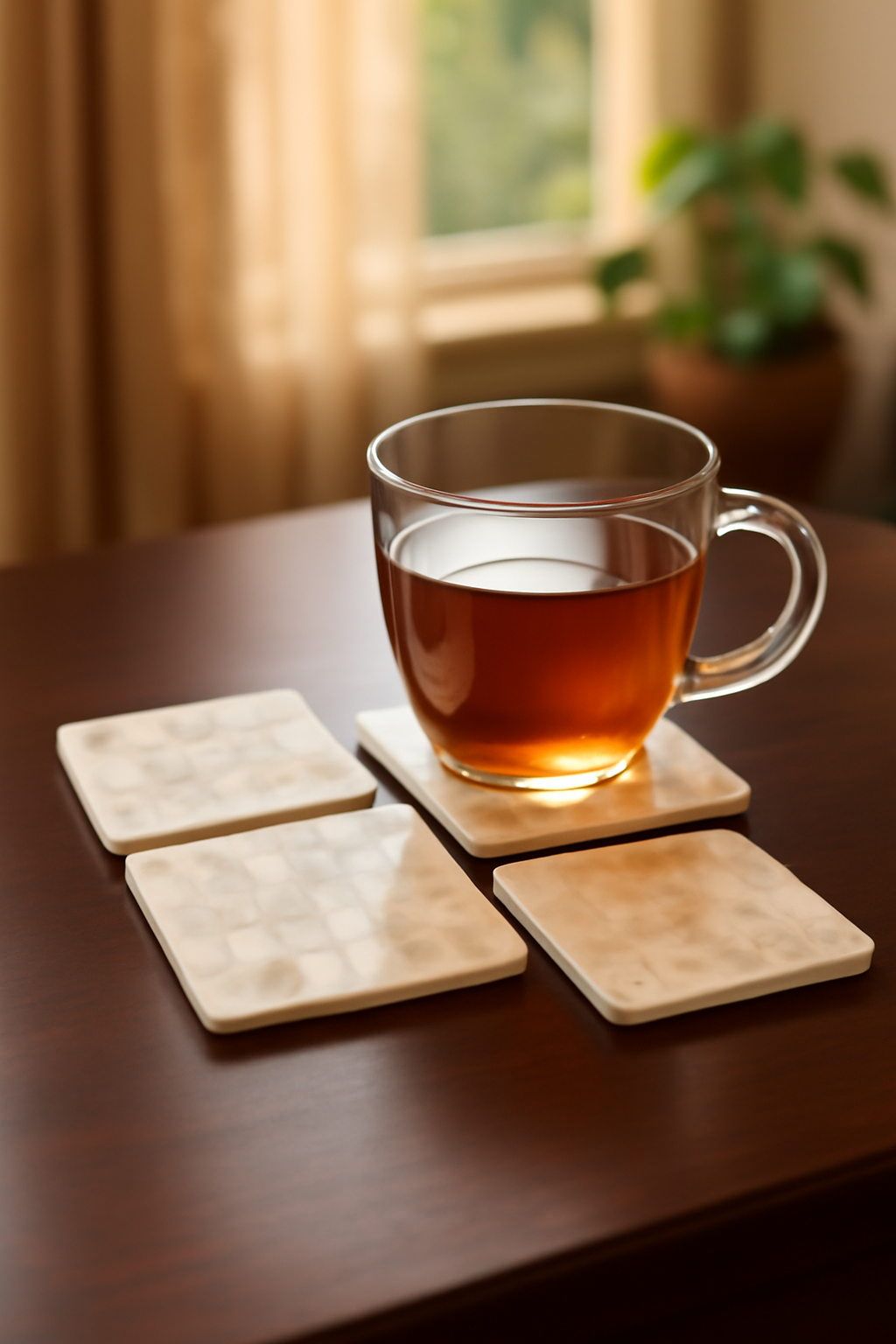 Mother of Pearl Squar Wooden Coaster Set
