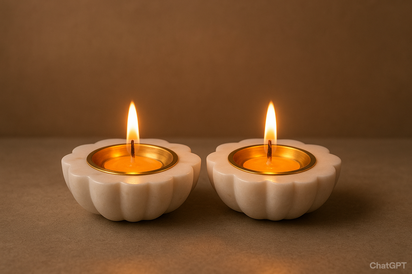 Flower Shape Marble Diya