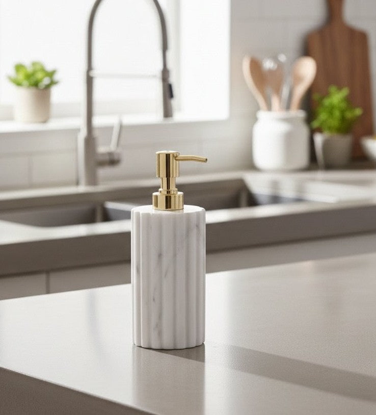 Fluted Marble Soap Dispenser
