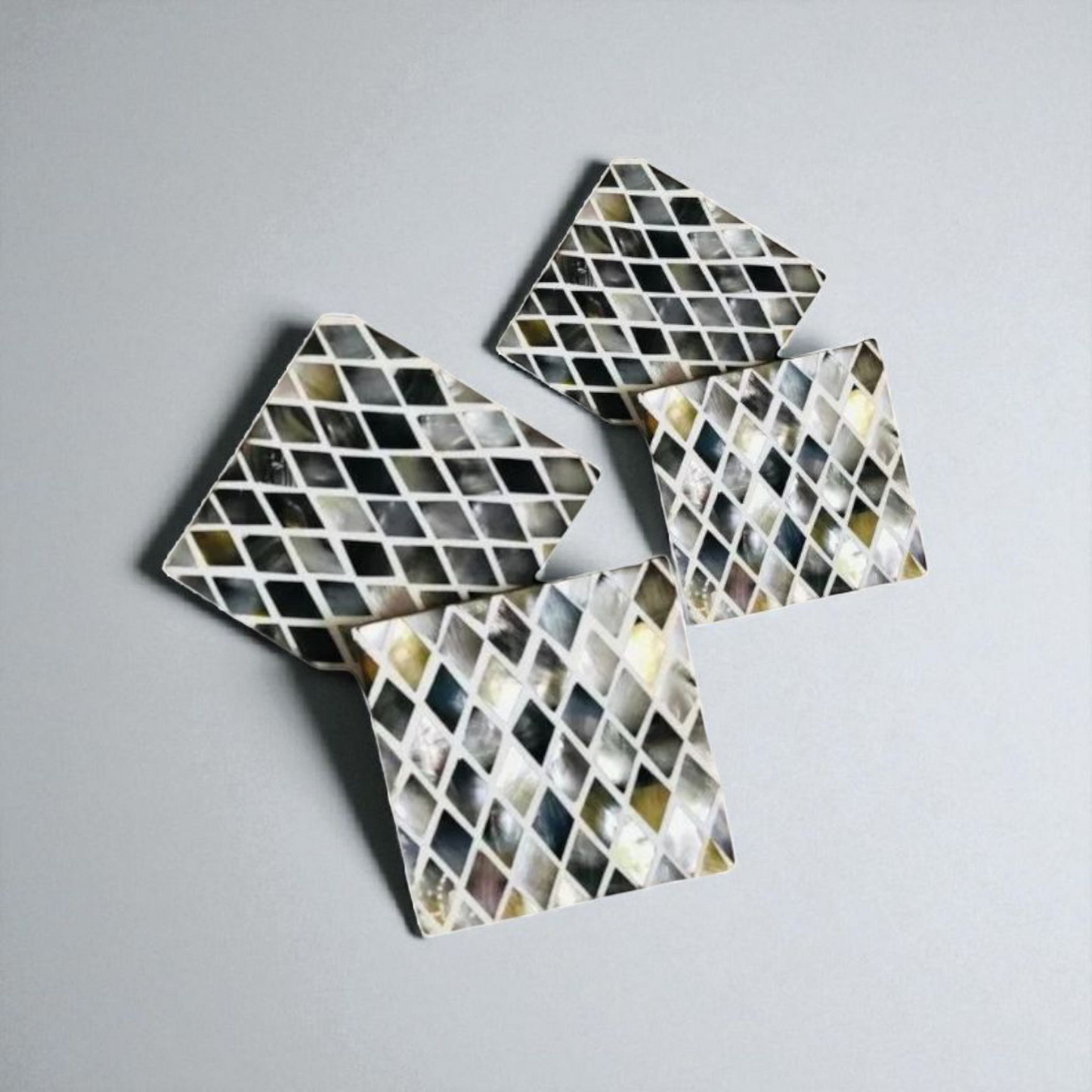 Diamond Pattern Wooden Inlay Coasters