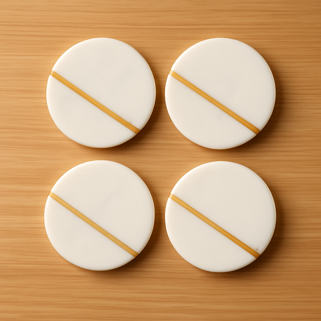 Elegant Round White Marble Coasters