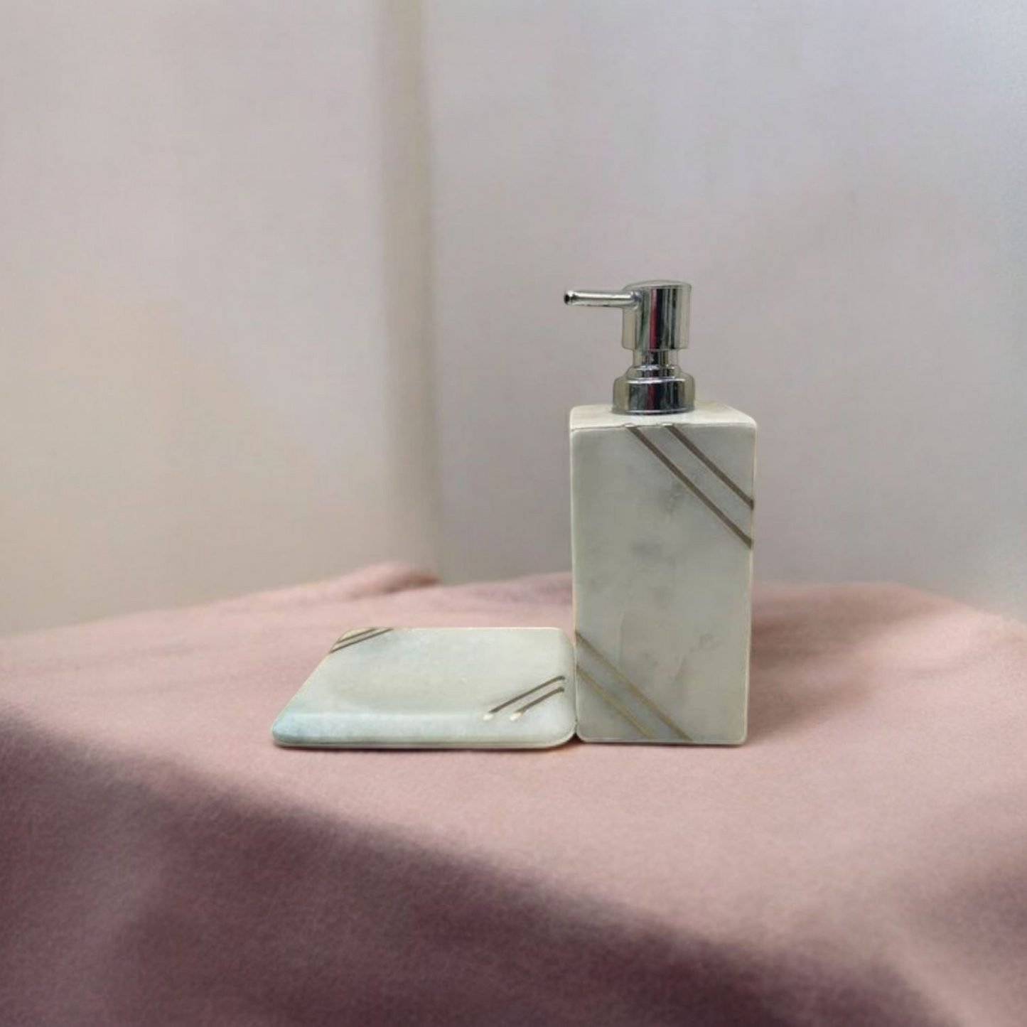 Elegant Marble Bathroom Accessory Set