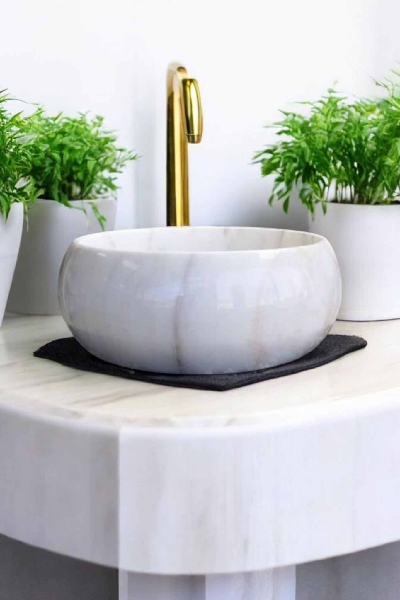 Classic Round White Marble Basin