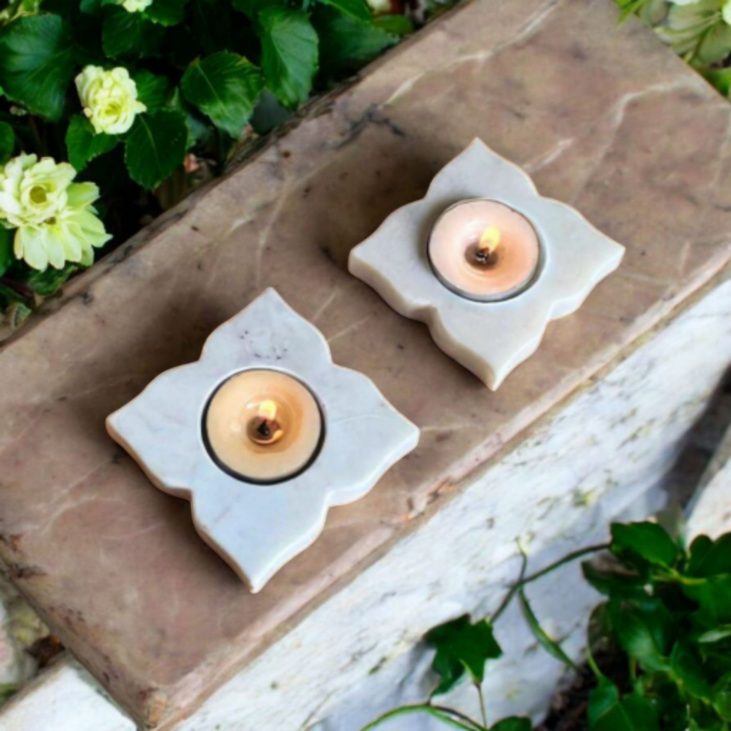 Tranquil Glow Marble Candle Holder