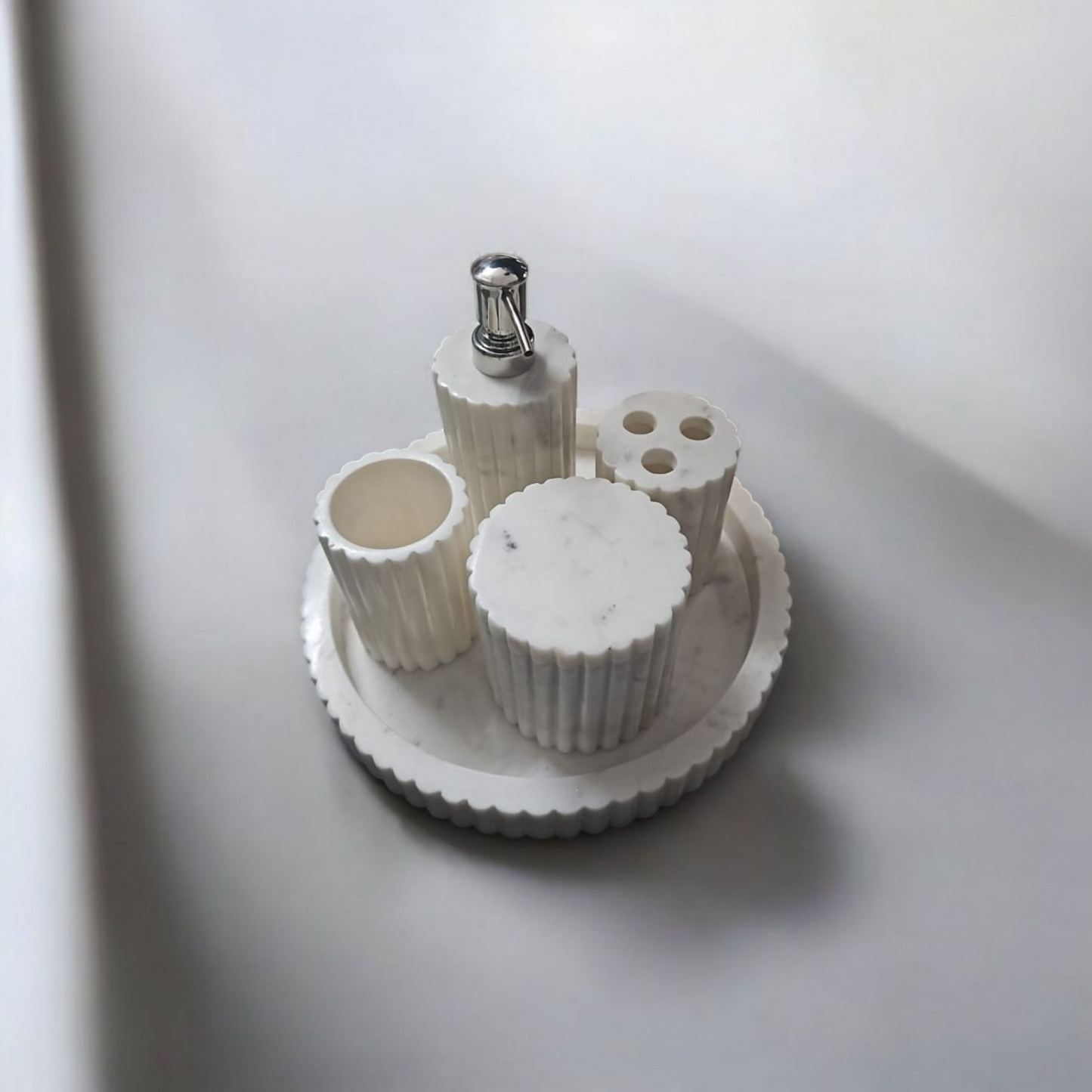 Luxe White Marble Bathroom Accessory Set