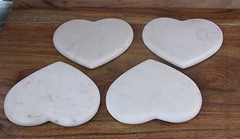 Heart-Shaped White Marble Coasters