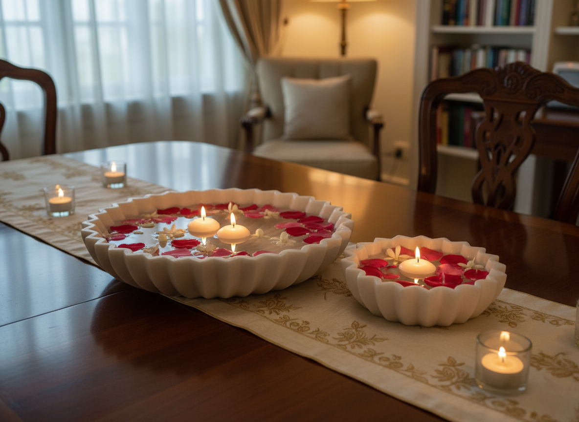 PetalGlow Marble Tray