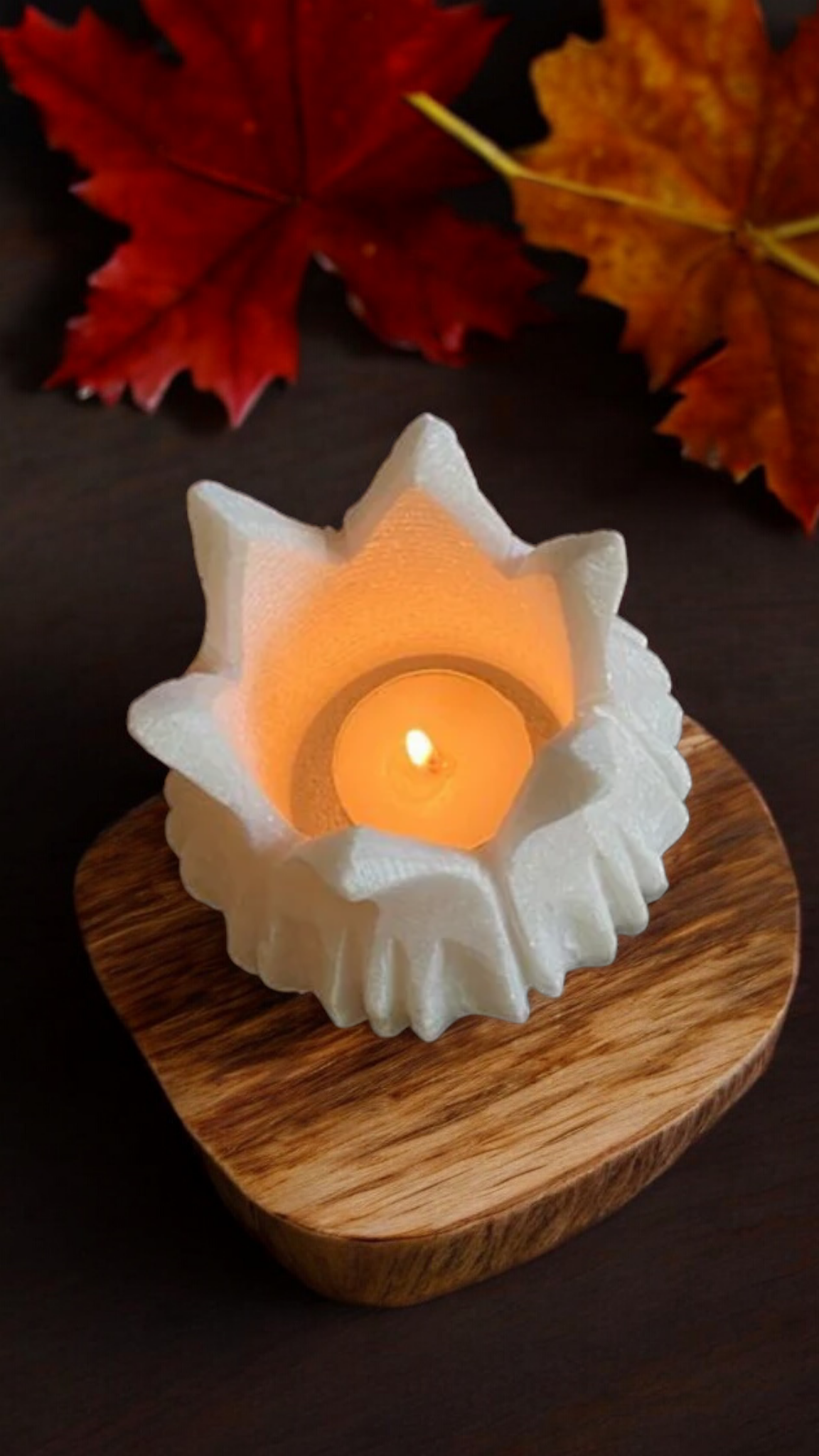 White Marble Lotus Candle Holder