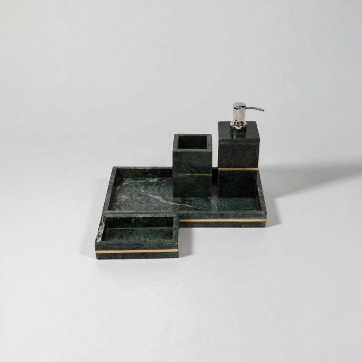 Luxe Green Marble Bathroom Accessory Set