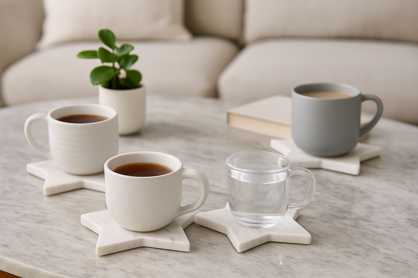 Star-Shaped White Marble Coasters