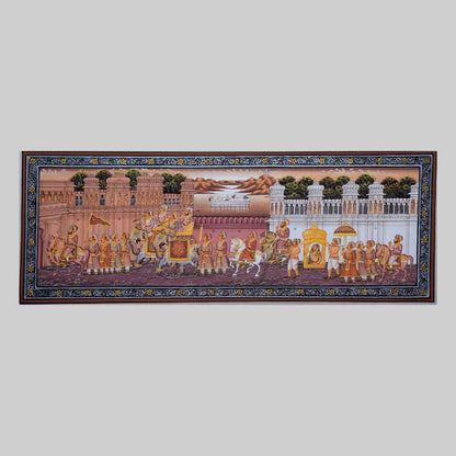 Majestic Rajasthan Procession Miniature Painting 15