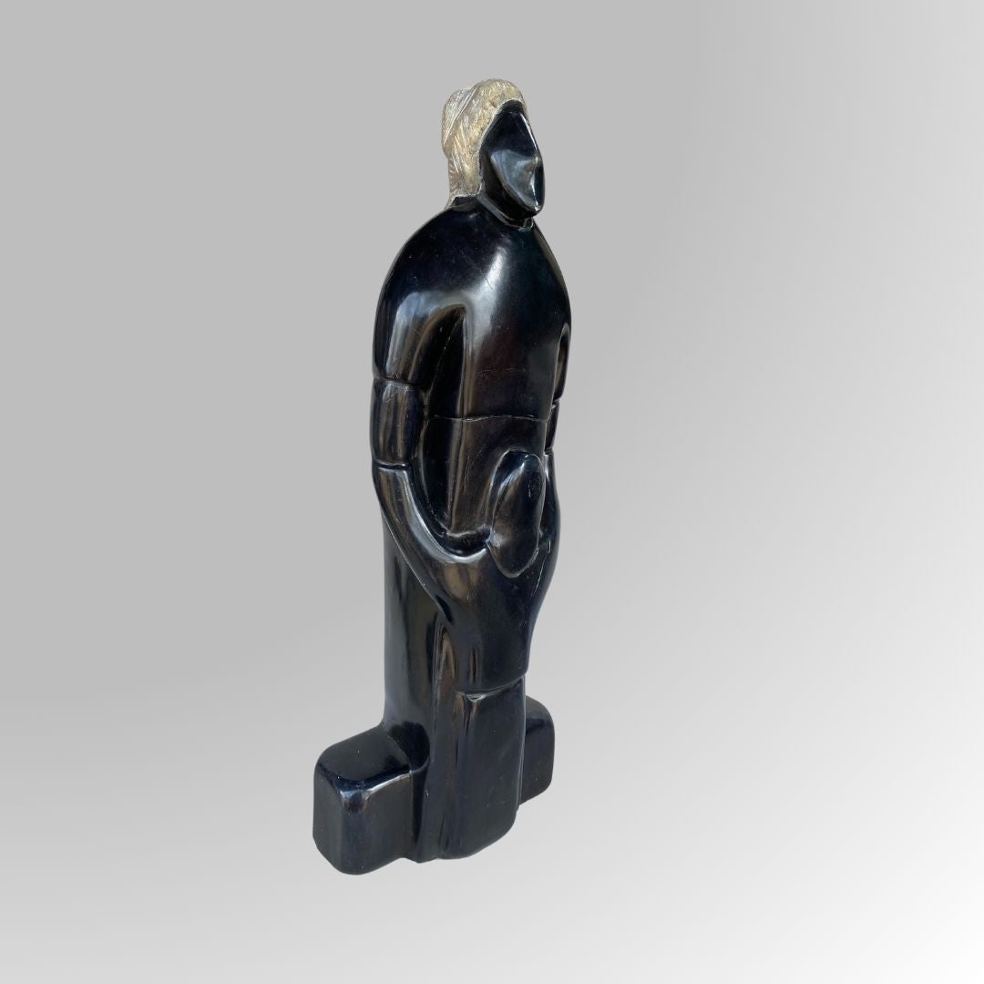 Handmade Black Tall Pareva Stone Idol - Unique Home Decor Statue