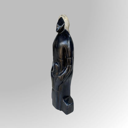 Handmade Black Tall Pareva Stone Idol - Unique Home Decor Statue