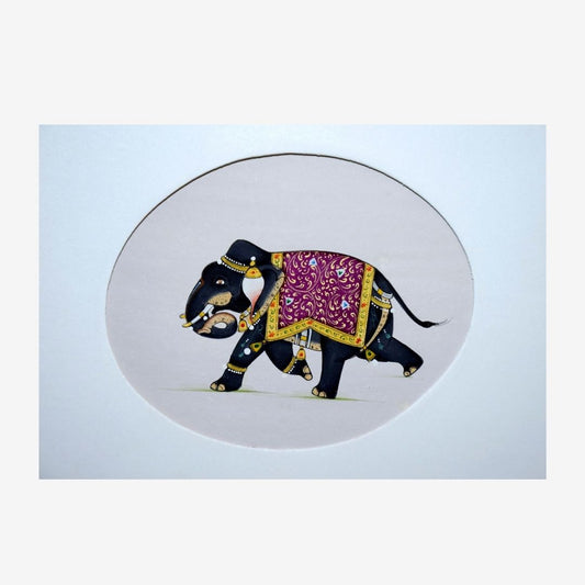 A Royal Elephant at Move in Miniature Painting 18