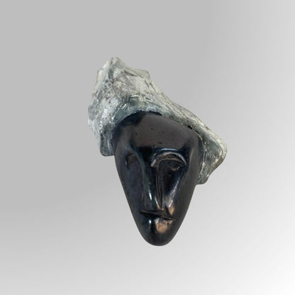 Abstract Black Stone Face Decor