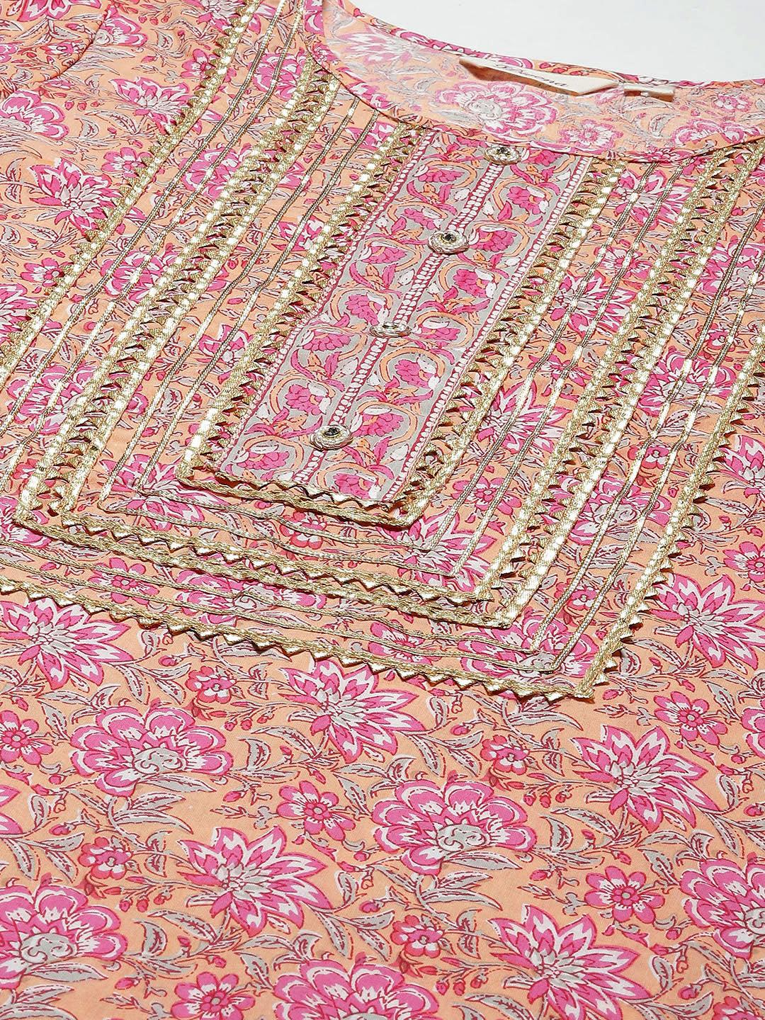Jamal Jamaloo Pink Cotton kurta Pant set with Dupatta - Jamal Jamaloo
