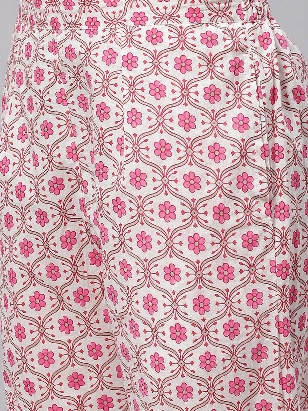 Jamal Jamaloo Pink Cotton kurta Pant set with Dupatta - Jamal Jamaloo