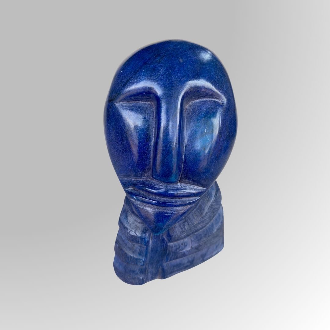 Modern Blue Stone Face Art Decor