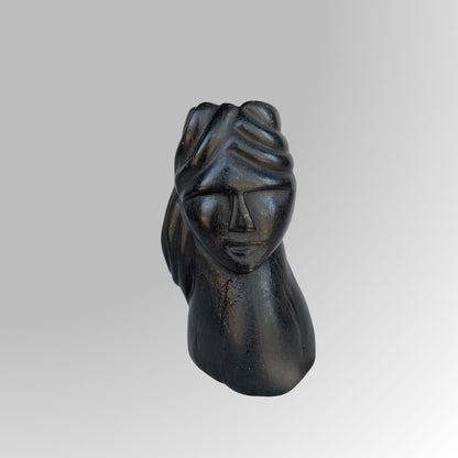 Handcarved Black Stone Ebony Statue