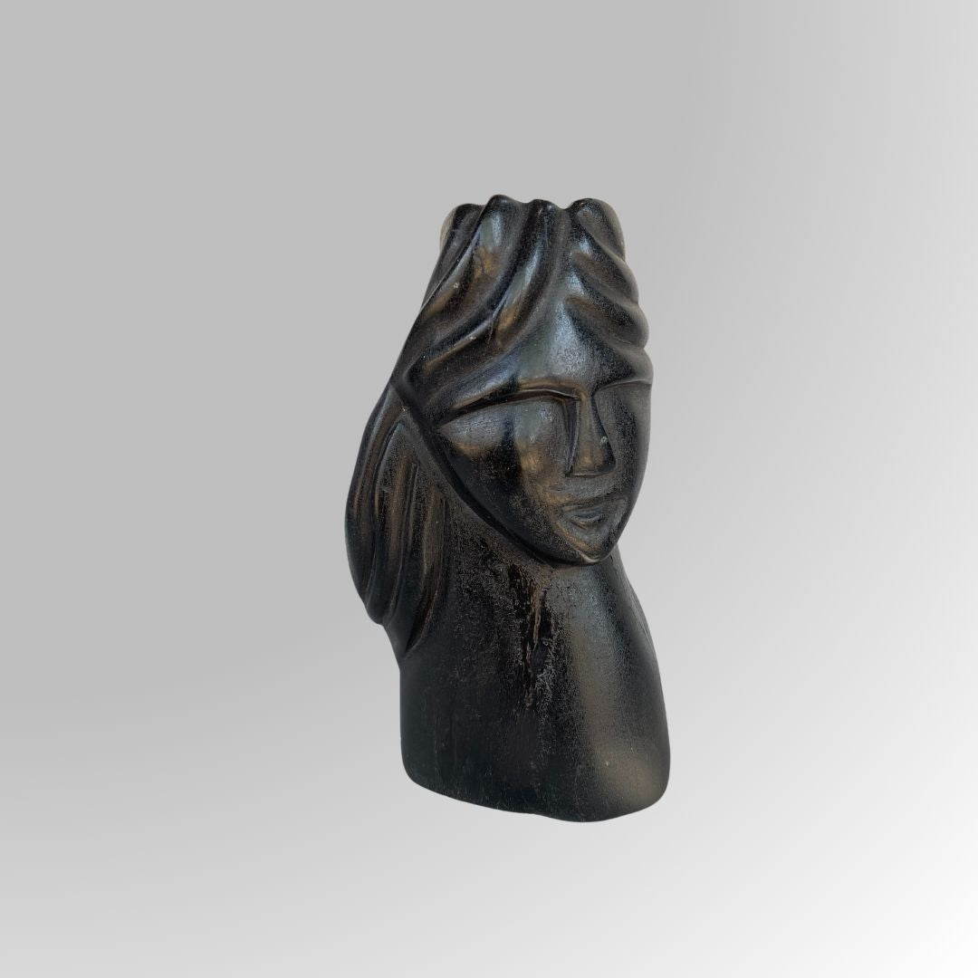 Handcarved Black Stone Ebony Statue