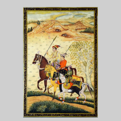 Mughal Emperor on Horse Miniature Painting 68