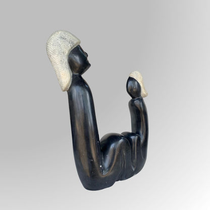 Wandering Couple Black Stone Sculpture