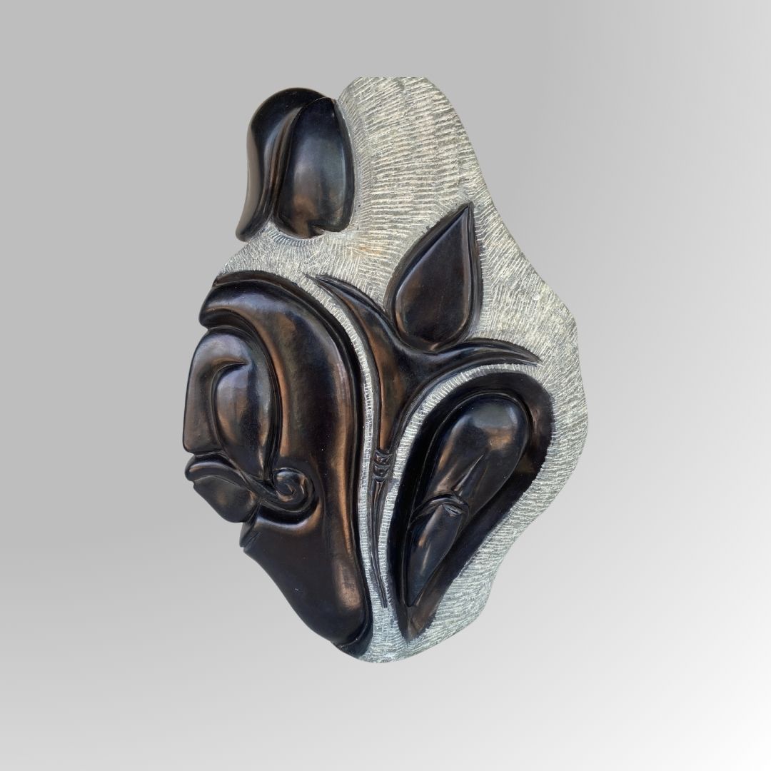 Handcrafted Abstract Black Stone Statue